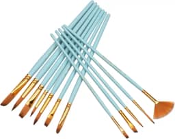 Conjunto de pincéis Ajcoflt para detalhes finos, duas cores, cerdas de taklon, para aquarela, pintura a óleo, acrílico, para miniaturas, kit de desenho para estudantes e iniciantes, 12 peças