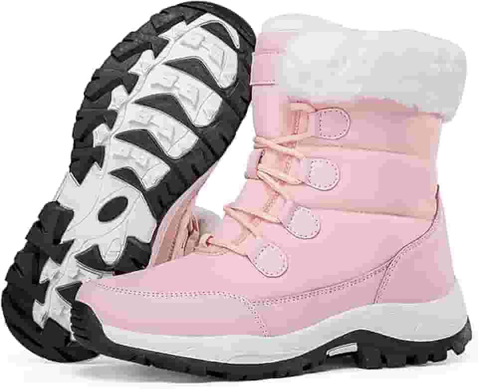 Botas femininas de neve de inverno com plataforma à prova d'água, confortáveis, quentes, totalmente forradas, leves, antiderrapantes, para uso ao ar livre, com cadarço até a panturrilha