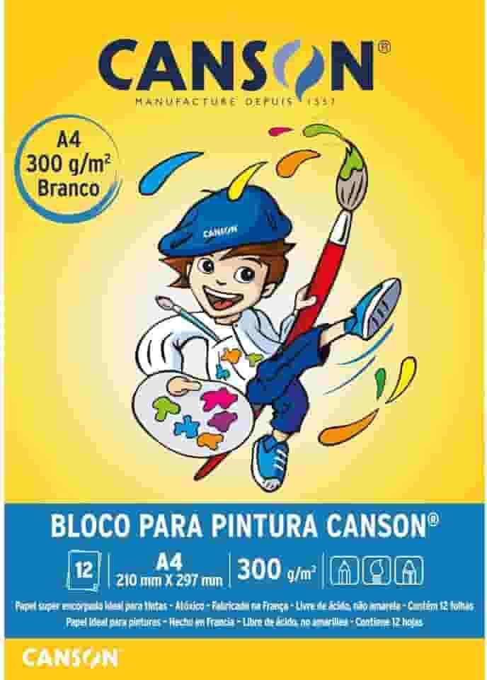 Bloco pintura branco A4 300g com 12 folhas Canson