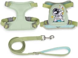 Peitoral Coleira Com Guia e Bolsa Removível Para Cachorro Pet Cães Pequenos E Médios Gato De Viagem(Verde,M)