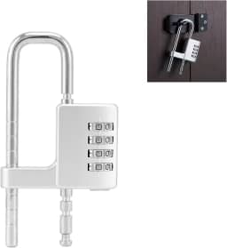 Cadeado em forma de U Cadeado de combinação de 4 dígitos com manilha longa ajustável código redefinível fechadura de armário de aço inoxidável cadeado de armário de academia para atividades ao ar