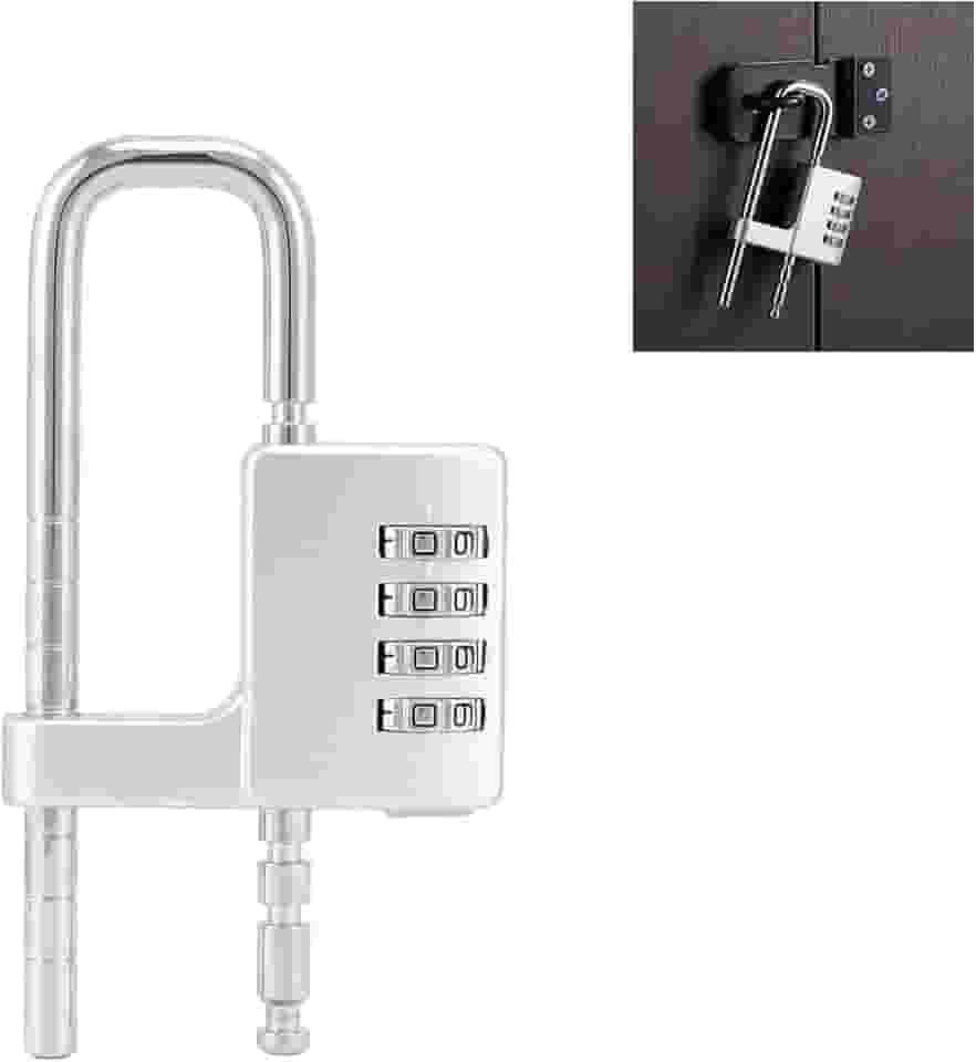 Cadeado em forma de U Cadeado de combinação de 4 dígitos com manilha longa ajustável código redefinível fechadura de armário de aço inoxidável cadeado de armário de academia para atividades ao ar