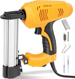 Grampeador/Pinador Elétrico, Pinador Eletrico, 23 * 21 * 5cm, 110v, Amarelo, Aplicável A Agrafos de Coroa Estreita Nº 18 E Tachas Sem Cabeça Nº 18, Pistola de Pregos