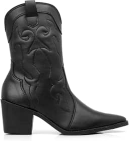 Bota Texana Feminina Country Bico Fino Cano Médio Salto
