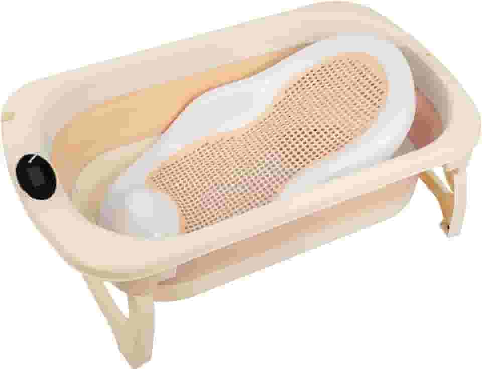 Kit banho - Banheira 30L dobrável com termômetro + rede redutor de banheira - Rosa