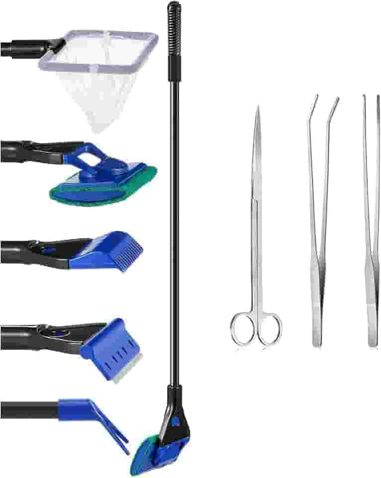 Kit de Limpeza de Aquário 8 em 1, Pinças, Tesoura, Esponja, Raspador de algas - Peixes