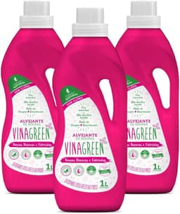 Kit 3 Alvejante Natural Sem Cloro Fórmula Com Vinagre Bicarbonato Líquido 1L para Roupas Brancas Coloridas Hipoalergênico Adukto Criança Bebê