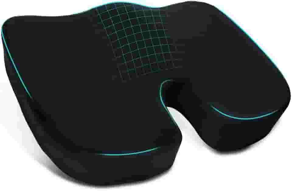 Almofada Gel Ortopédica 45x35x7cm, Almofada para Cóccix e Hemorroida com Espuma de Memória, Base Antiderrapante, Almofada de Assento para Cadeira de Escritório, Home Office, Gaming e Conforto Postural