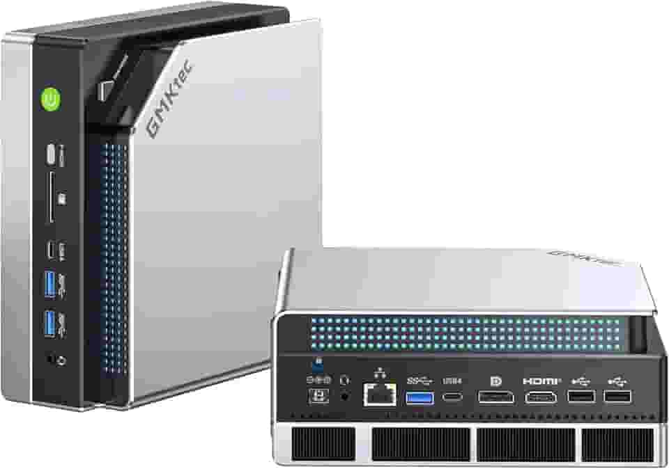 GMKtec Mini PC AI Ryzen Al Max+ 395 (até 5,1GHz) Mini computadores para jogos, 128GB LPDDR5X 8000MHz (16GB*8) 2TB PCIe 4.0 SSD, tela tripla 8K, WiFi 7 e USB4, leitor de cartão SD 4.0 EVO-X2