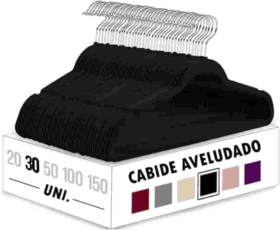 Kit 30 Cabides Veludo Slim Antideslizante Ultra Fino