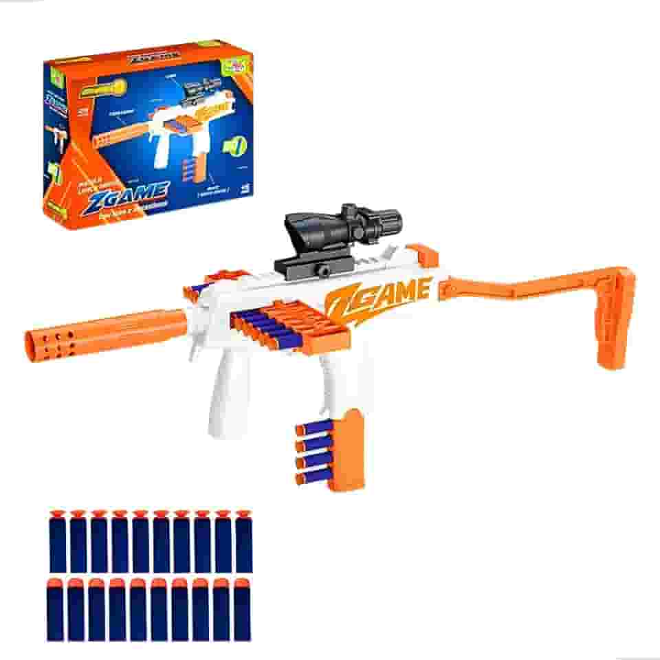 Metralhadora Lança Dardos Infantil com Mira Sniper e Silenciador – Brinquedo Interativo com 20 Dardos de Espuma