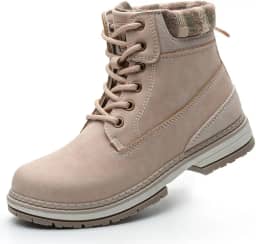 sofysofy Botas De Trabalho Femininas Impermeáveis - Leves Para Neve No Inverno, Caminhadas, Trekking Ao Ar Livre E Mochilão (Suporte Confortável Tornozelo) Cáqui