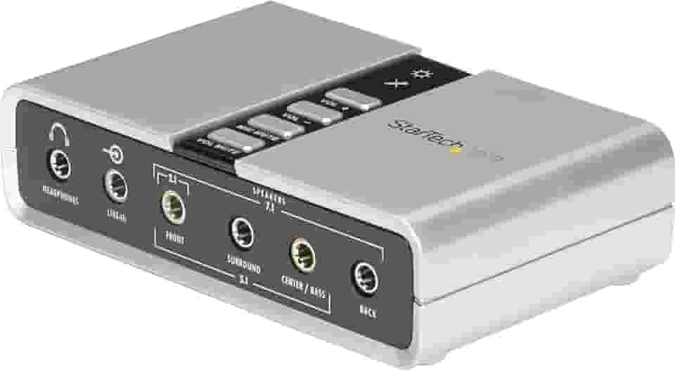 StarTech. Placa de som USB com 7.1 - Placa de som externa para laptop com áudio digital SPDIF - Placa de som para PC - Prata (ICUSBAUDIO7D)