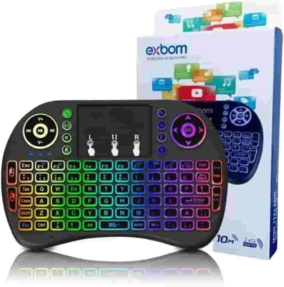 Mini Teclado Wireless Keyboard com Touchpad Com Led Usb Android Console e Tv