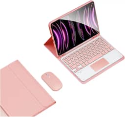Capa Para iPad Air 4ª Air 5ª Geração + Smart Keyboard+Mouse (Rosa, Teclado de toque)