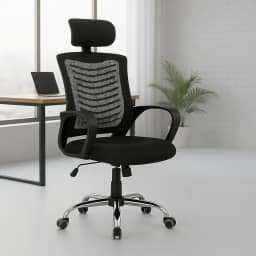 Cadeira De Escritório Ergonômica Presidente Com Encosto Preto Malha Ventilada Mesh Confortável