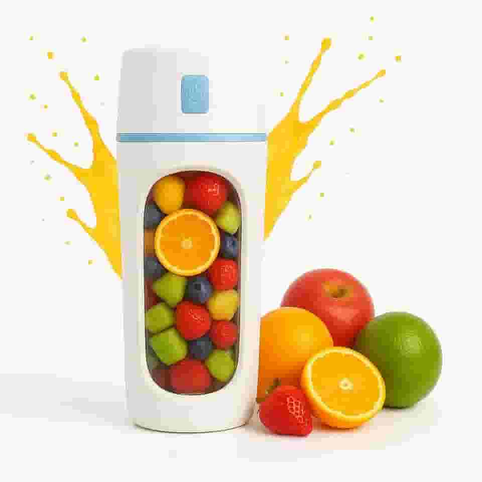 Mini Liquidificador Portátil 340mL | Alta Potência 2200RPM | Bateria 1500mAh | Sucos, Vitaminas e Shakes | Compacto, Leve e Recarregável USB Tipo-C | Seu Whey Pronto a Qualquer Hora e Lugar (Azul)