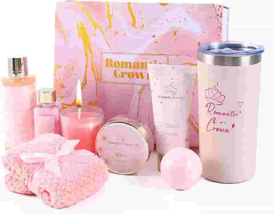 Romantic Crown Kit Presente Feminino, Presentes para Mãe, Esposa, Avó, Filha, Namorada, Sogra, Irmã, Dia das Mães, Natal, Aniversário, Conjunto Cesta para Presente SPA Aromaterapia Banho