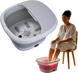 Hidromassageador Spa Dos Pés Elétrico Com Aquecimento E Infravermelho + Roletes Massageadores Portátil 110v (Cinza)