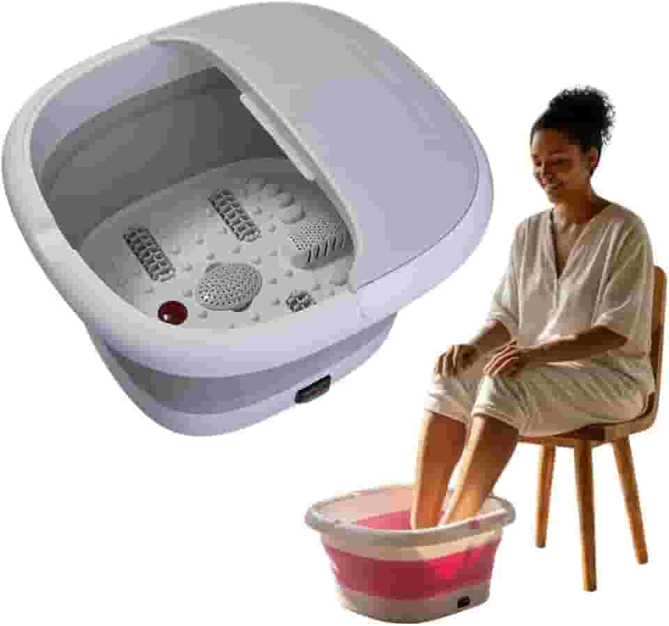 Hidromassageador Spa Dos Pés Elétrico Com Aquecimento E Infravermelho + Roletes Massageadores Portátil 110v (Cinza)