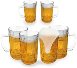 Conjunto de 6 Canecas de Chopp e cerveja em Vidro 400ml Com Al�a Resistente