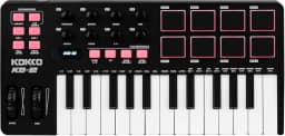 Kokko Professional Mini Teclado MIDI 25 Teclas com 8 Pads de Bateria Retroiluminados, 8 Knobs e Software de Produção Musical Incluso - Controlador USB para Home Studio e DJs