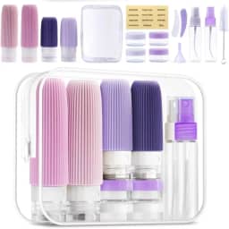 Kit para viagem luxo 17 Peças organizador mala Frascos potes necessaire silicone creme dispenser shampoo (Lilás)