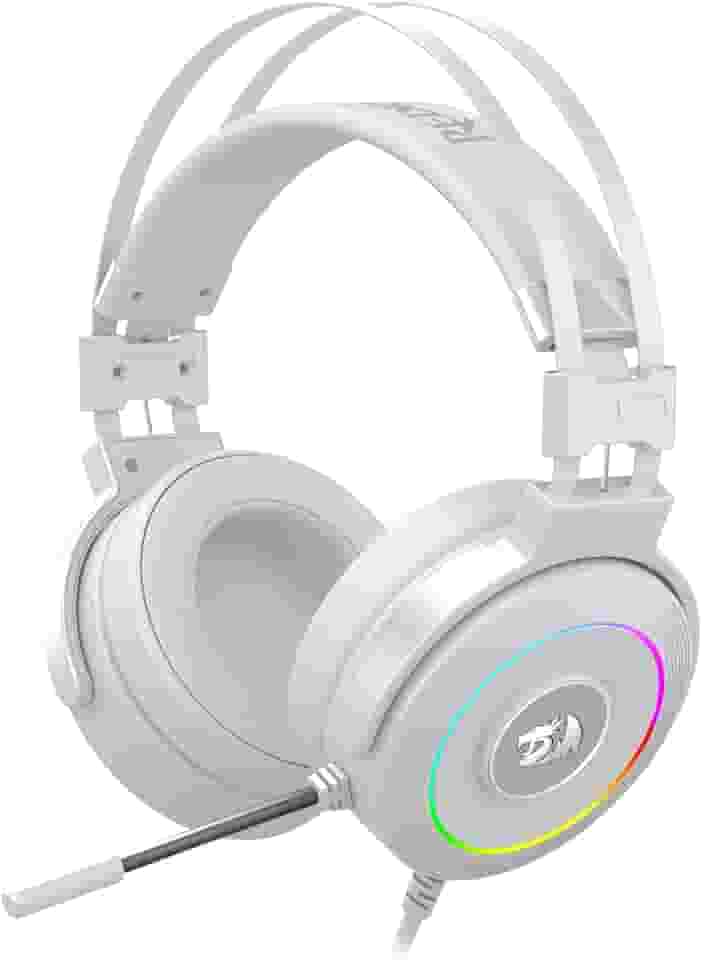 Redragon Headset Gamer Lamia 2 Lunar White RGB USB Som Surround 7.1 Virtual com Suporte de Headset - Branco