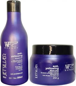 Kit Shampoo e Creme Máscara para Cabelos Brancos,Loiros, Grisalhos e Platinados WF Jet Silver 550ml