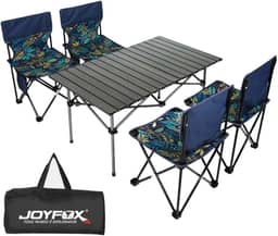 Kit Mesa Dobrável 120cm Com 4 Cadeiras Resistente Para Camping Garden Acampamentos Churrascos Piqueniques Caminhadas Pesca (Preto)