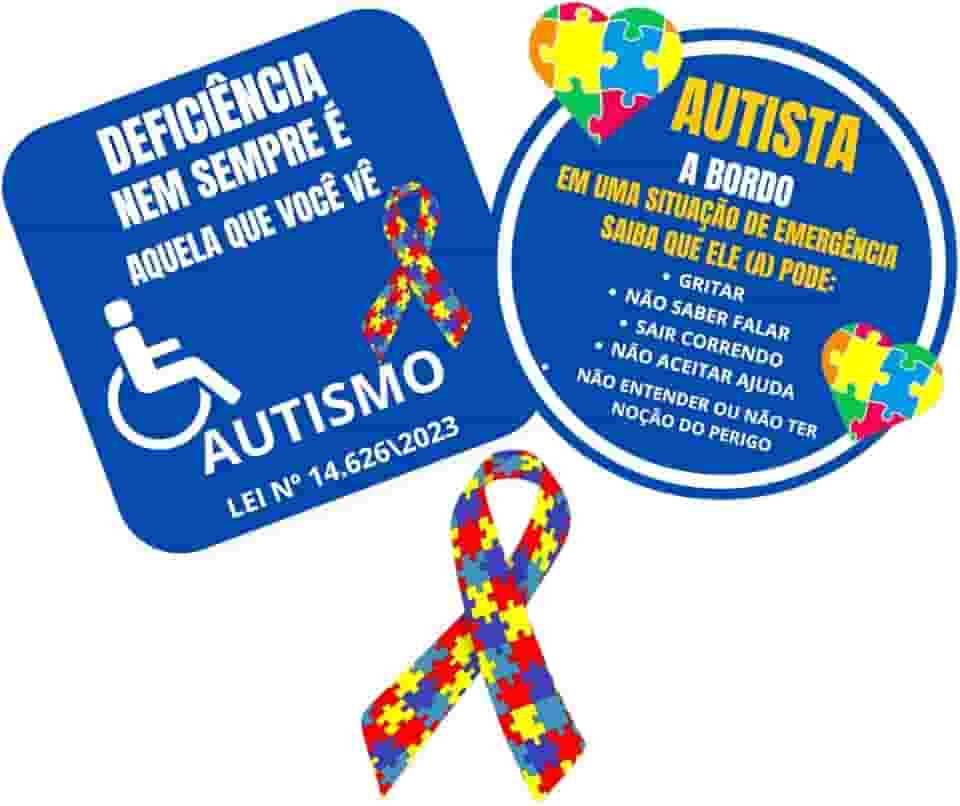 Kit 6 Adesivos de Conscientização do Autismo, PCD - Sinais e Rótulos para Carros, Caminhões, Ônibus, Bicicletas, Motocicletas, ATVs e Barcos