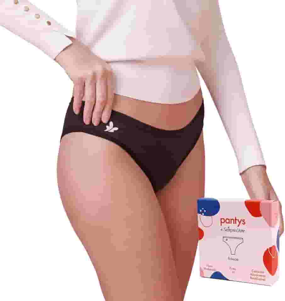 Calcinha Absorvente Menstrual Fluxo Moderado, Pantys e Sempre Live, Feminino, Preto