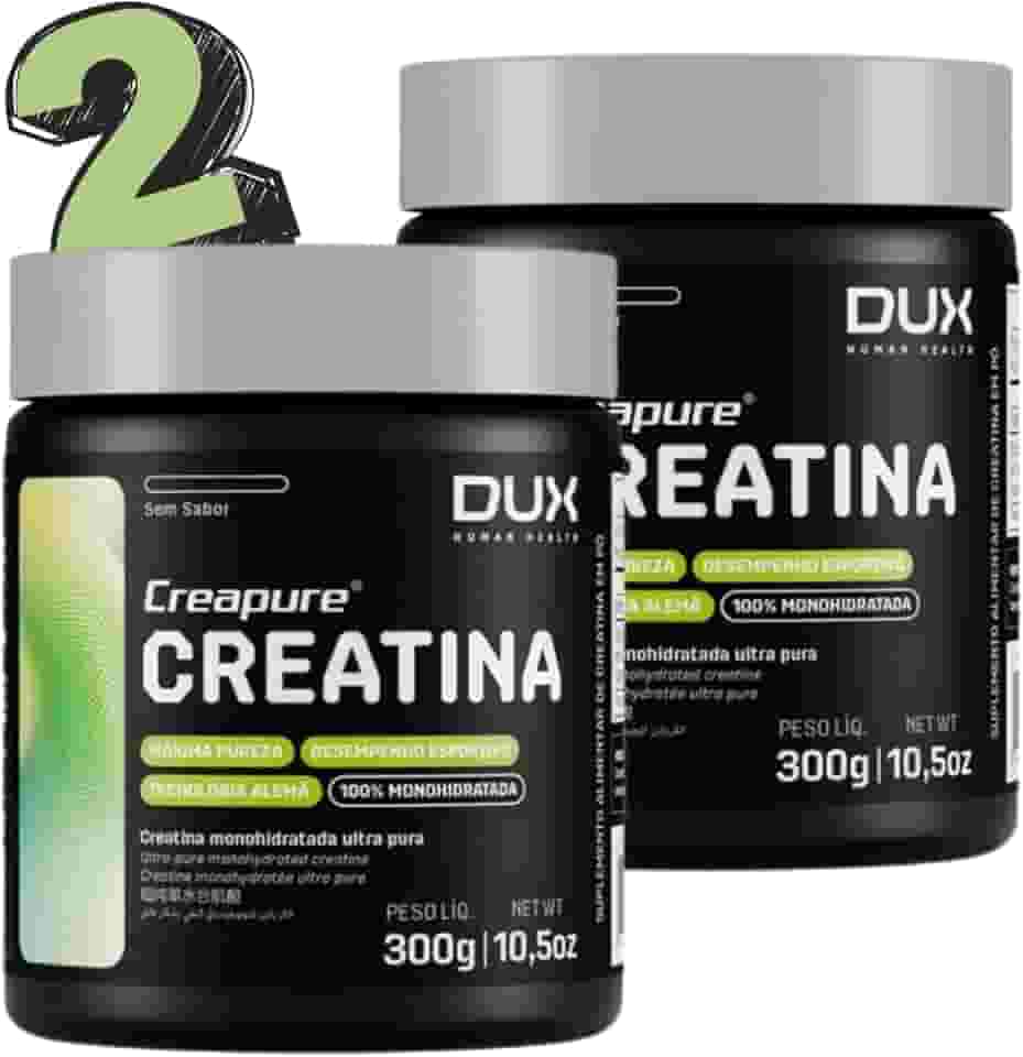 2 Creatinas DUX 100% pura selo CREAPURE de qualidade 300g | Creatina ganho de força energia e resistência