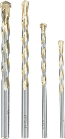 MTX Jogo de Brocas para Concreto Golden Line, 4 Peças (5-6-8-10mm), Liga Dura VK8, Perfuração com Impacto - Para Concreto e Tijolo