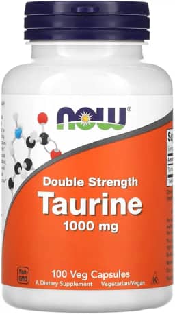 NOW Foods Taurina 1000mg Dupla Força 100Veg Cáps Importado