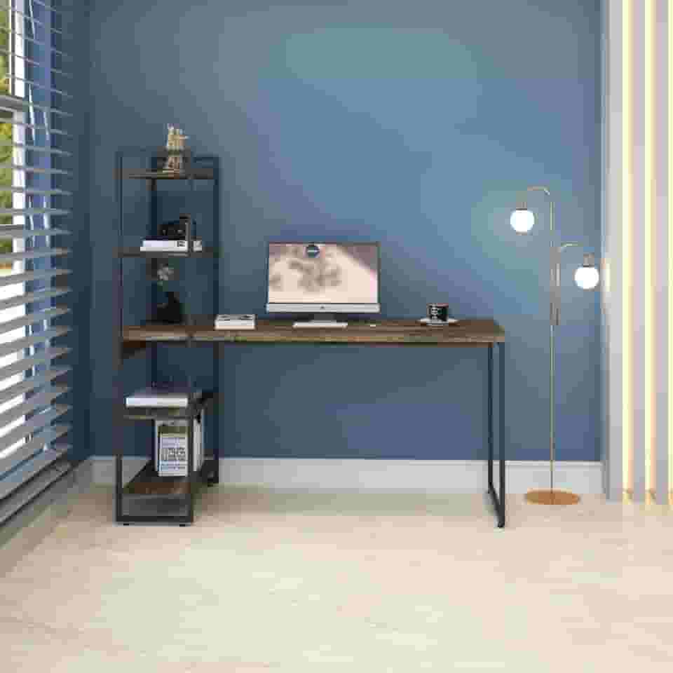 Escrivaninha com Estante Alta 4 Prateleiras 1,50m Dynamica