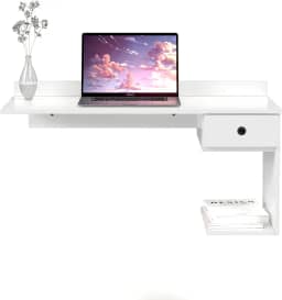 Escrivaninha Mesa De Computador Notebook Suspensa Parede Com Gaveta mdf (Branco)
