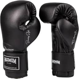 Luva de Boxe Muay Thai Maximum Classic Black Kickboxing MMA