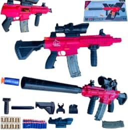 Fuzil Arma De Brinquedo Com Dardos Ventosa E Capsulas Rifle (VERMELHO)