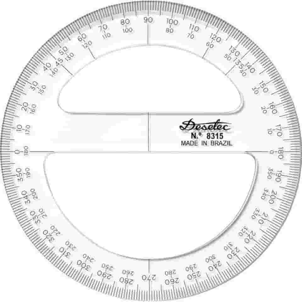 Transferidor Acrílico 360° 10 cm 8310 , Trident, Incolor