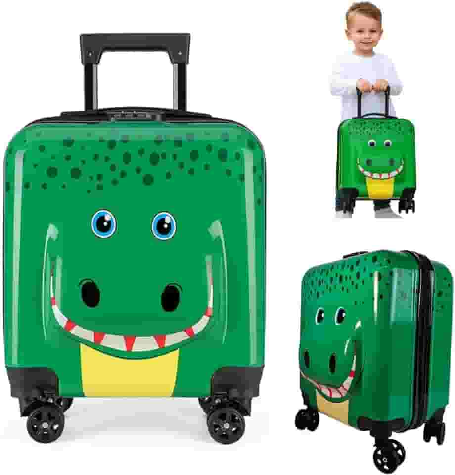 Mala de Viagem Infantil com Rodinhas 360°, Design Jacaré, Material ABS Rígido