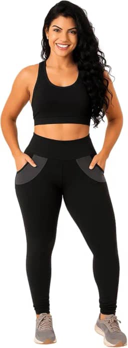 Calça Legging Feminina Grossa Com Bolso Treino Yoga Fitness