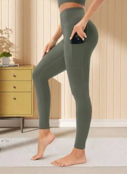 Calça legging feminina elástica com controle de barriga capri respirável cintura alta para ioga PP-3GG