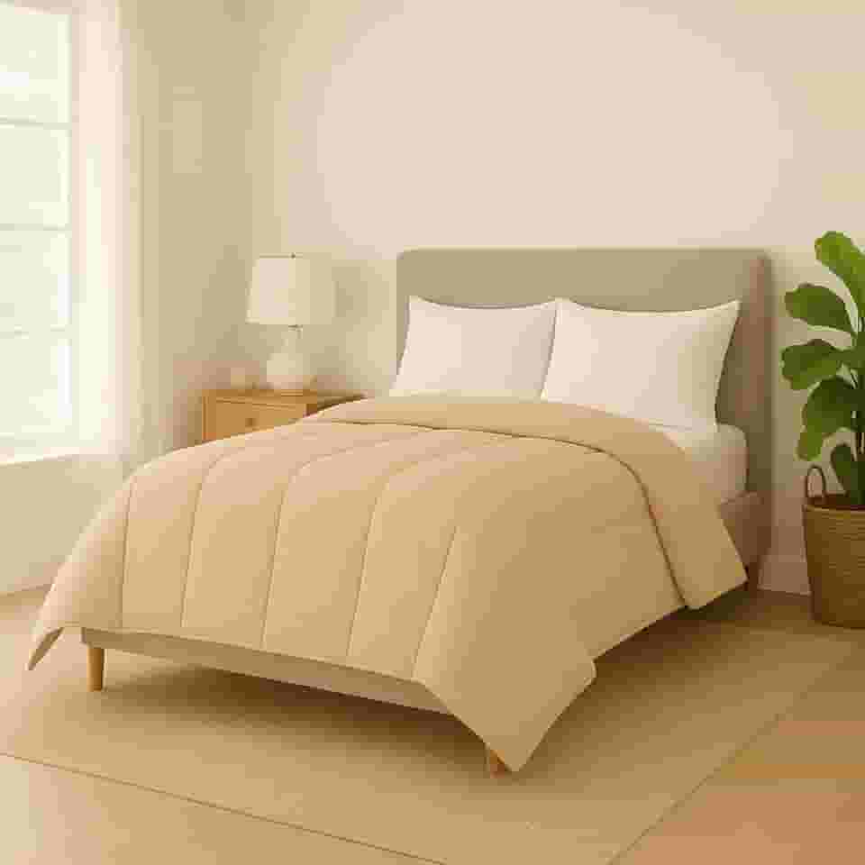 Edredom Dupla Face Matelado Grande Hipoalergênico Toque Macio (Cáqui, Casal Queen)