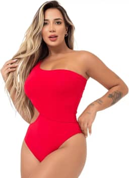 Maiô Body Feminino Buraco no Ombro Único Engana Mamãe Hot Pants