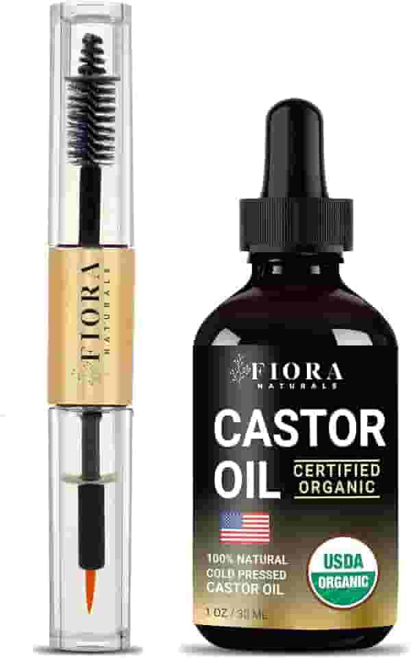 Óleo de rícino orgânico para cílios, sobrancelhas, cabelo e rosto – Prensado a frio, sem hexano, 100% puro aceite de Ricino orgânico, sérum para cílios e sobrancelhas com tubo de rímel recarregável