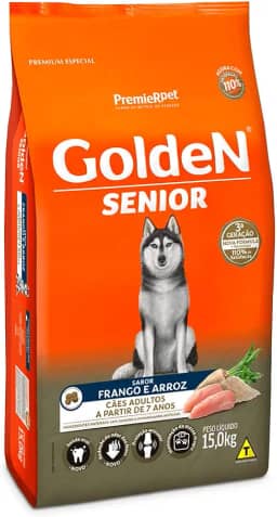 Ração Golden Fórmula Senior para Cães Adultos Sabor Frango e Arroz, 15kg Premier Pet Para Todas Grande Idosos,