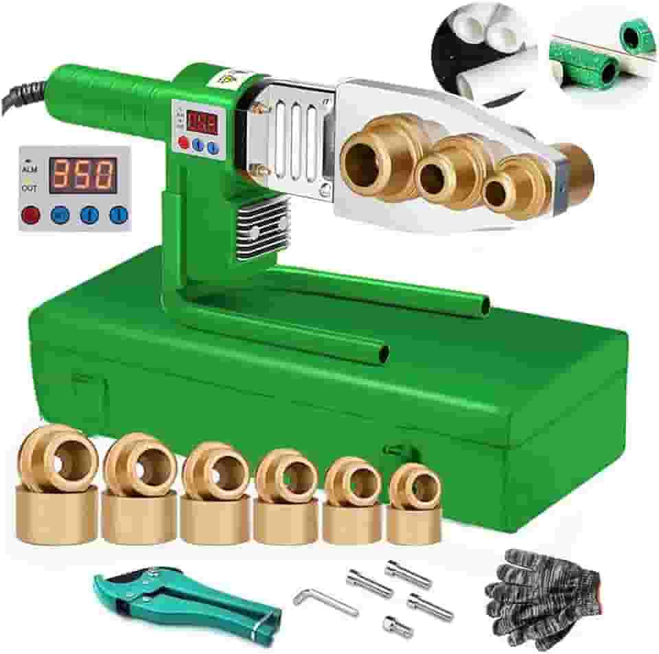 Máquina de Solda de Tubo com Display Digital 1000W 220V - Kit Completo para Tubos PPR, PE, HDPE (20-63 mm) - Ideal para Uso Doméstico, Oficinas e Canteiros de Obras
