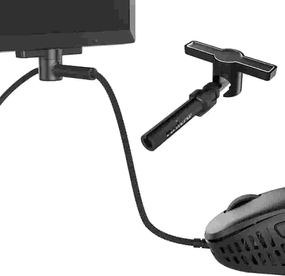 Pulsar Gaming Gears - Micro Bungee ES: Suporte para mouse com fio sem arrasto - Movimento livre na sua mesa - Tamanho super compacto - Prenda ao seu monitor - Obtenha mais espaço (pacote único)
