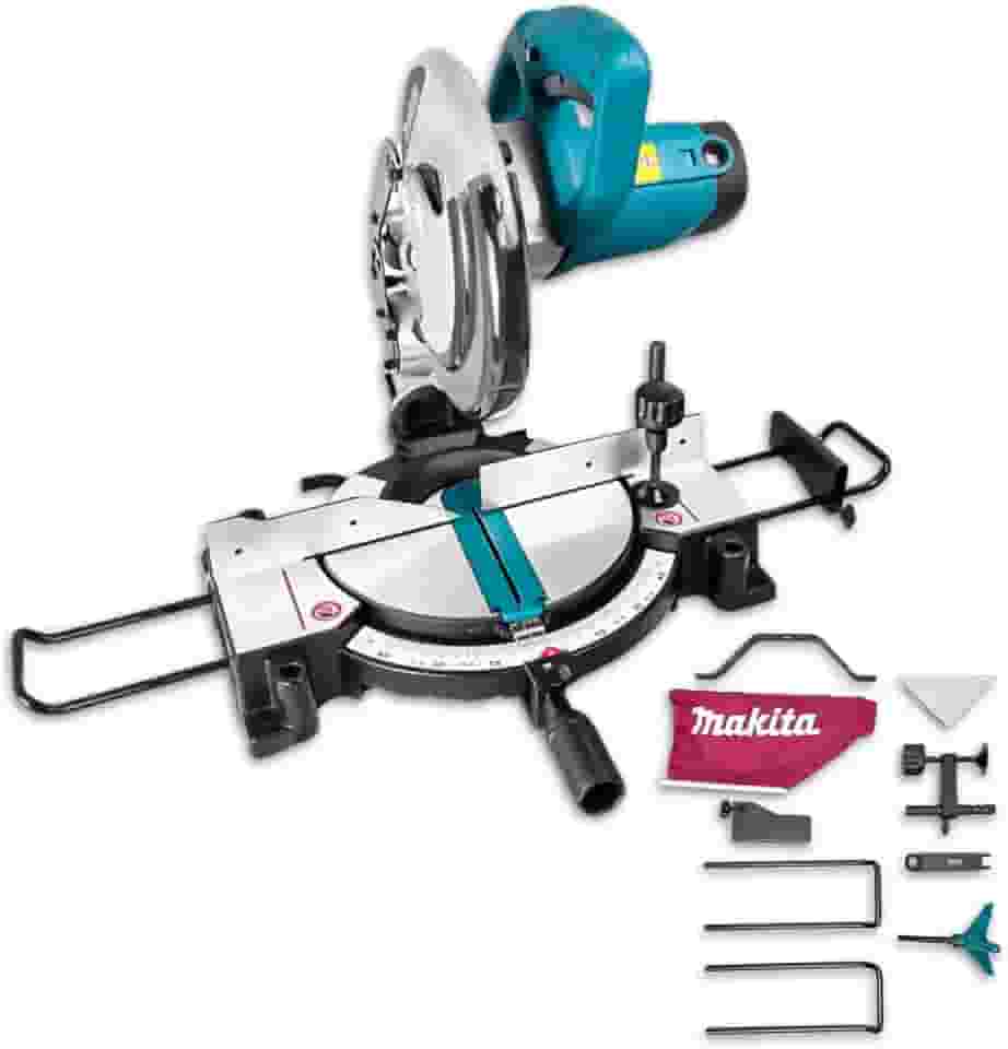 Serra de Esquadria Makita MLS100 1500W Disco 255mm Corte Preciso para Madeira Carpintaria Marcenaria Profissional - 220v